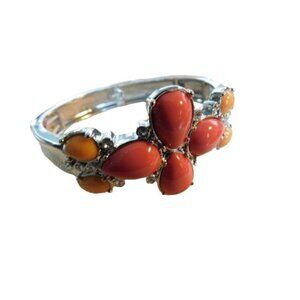 Lia Sophia Stretch Bangle Bracelet Peach Silver Tone